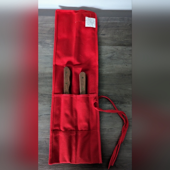 Vintage Unlimited Marlboro Promotional Grilling Utensils Knife and Fork Red Tote - Picture 3 of 7
